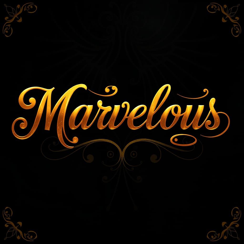 Ornate Gold "Marvelous" in Art Nouveau Style