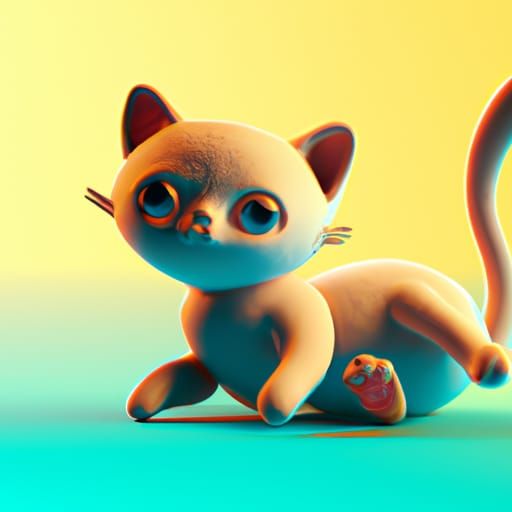 Cute Cat in Pixar Style 3D Rendering