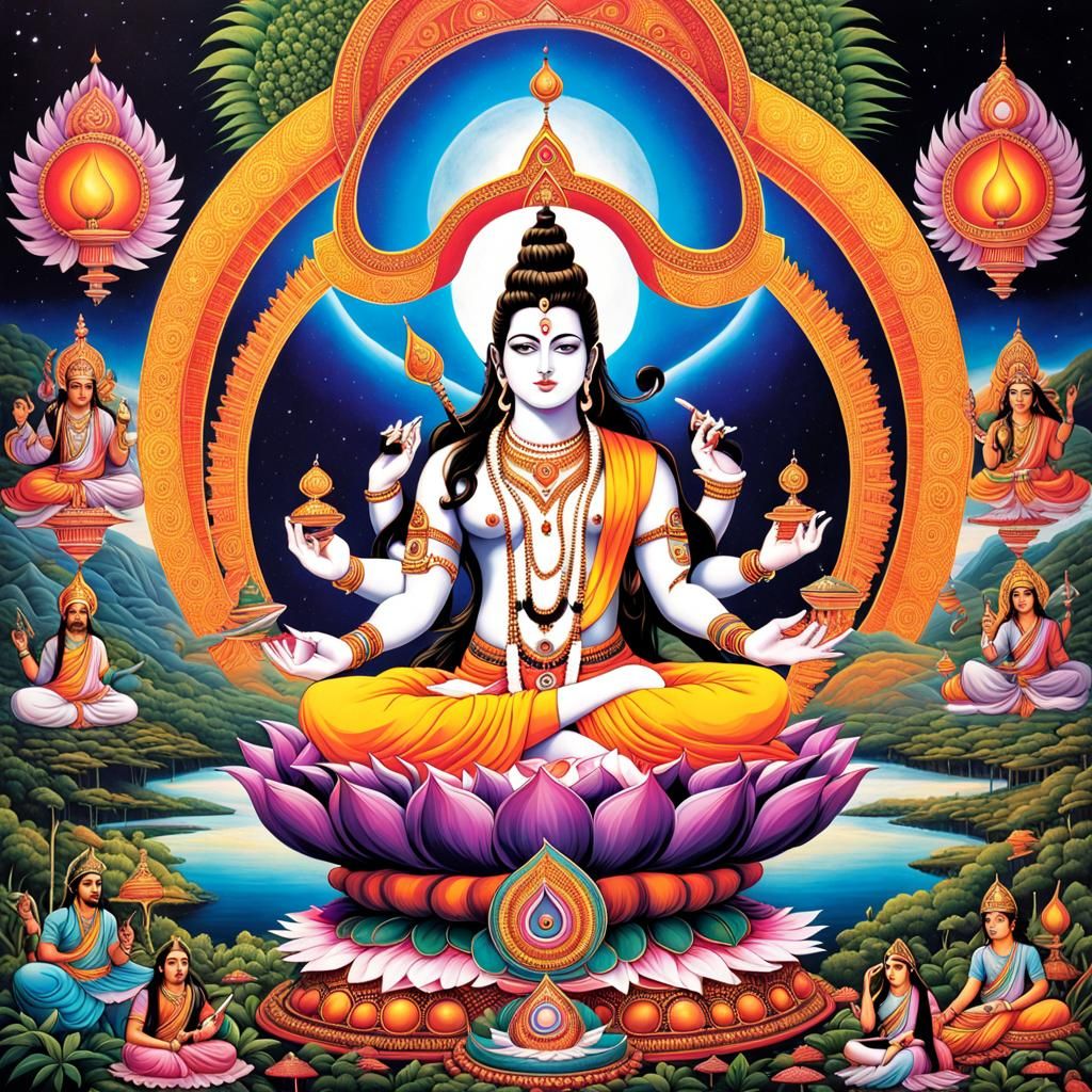 Psychedelic Shiva Playing Mushroom Song