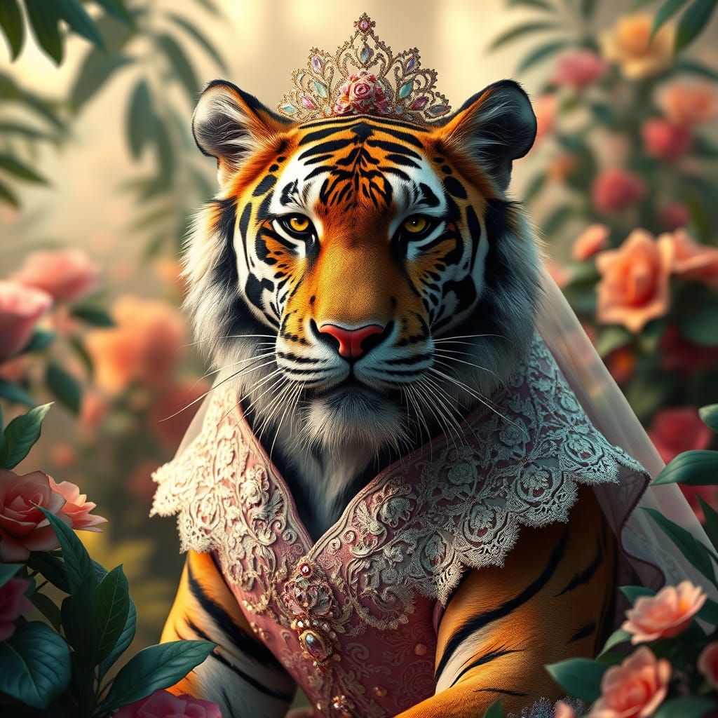Regal Bengal Tiger in Wedding Gown