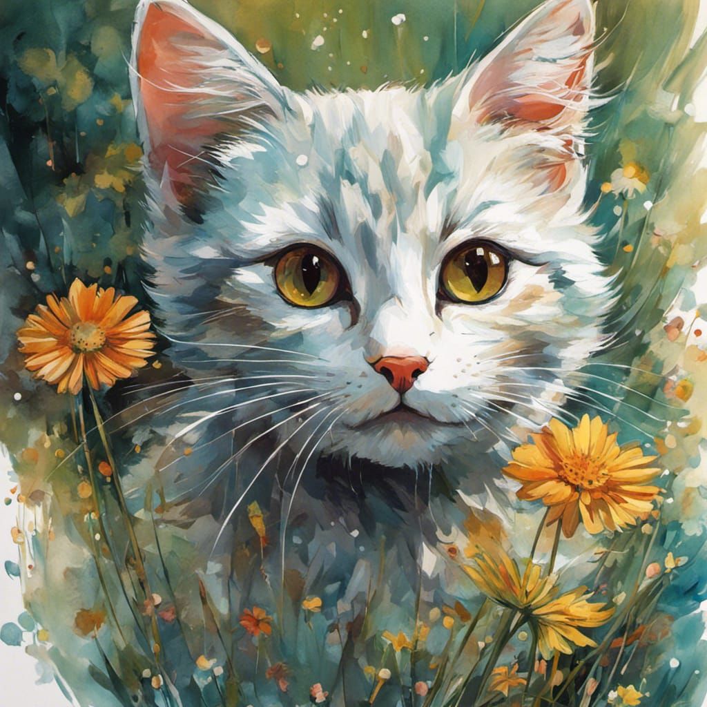 Cheerful Cat in Street Art Style