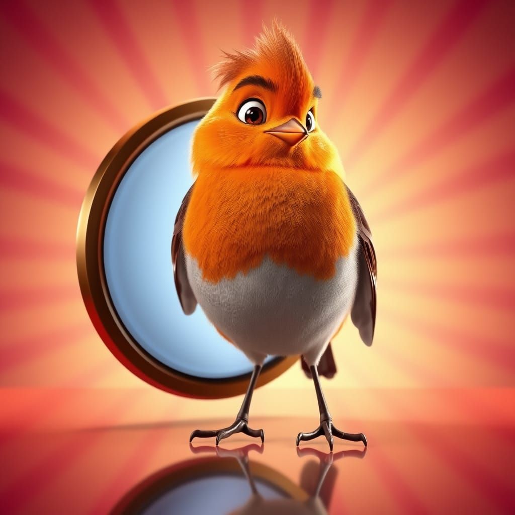 Proud Robin in 3D Animation Style