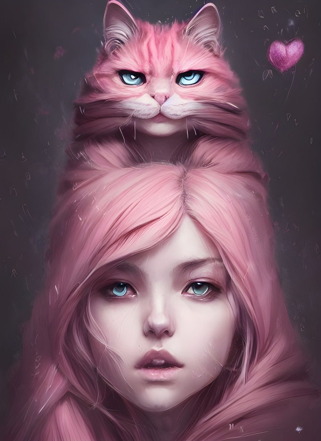 Beautiful Woman in Pink Hoodie: Digital Illustration