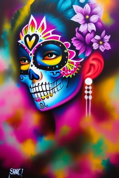 Day of the Dead Senorita Graffiti Art