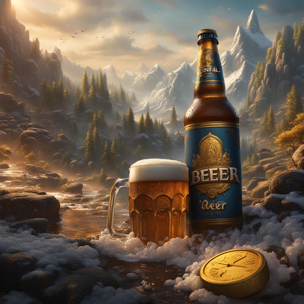 Fantastical Beer Art in Detailed Matte Painting Style