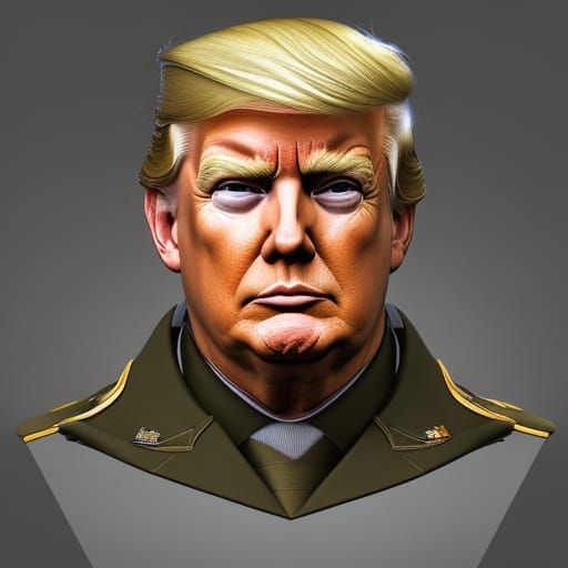 Donald Trump Military Portrait: Detailed Digital Art
