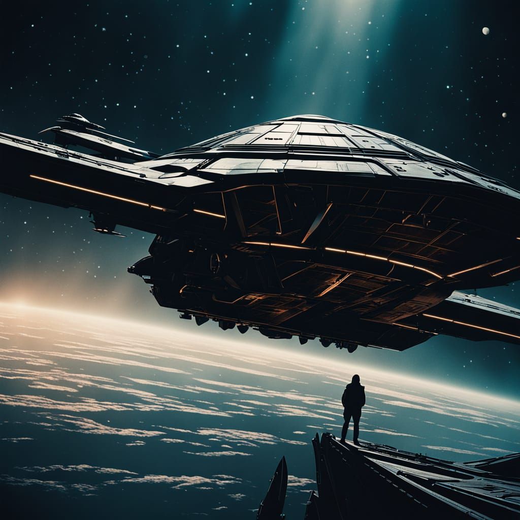 Majestic Klingon Bird of Prey Starship in Stunning Nebulae B...