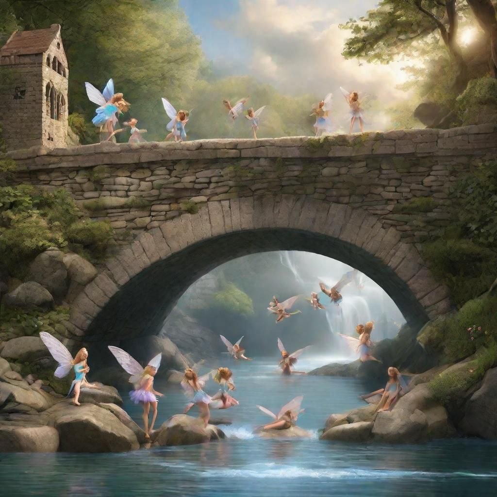 Fairies Under a Detailed Fairy Bridge