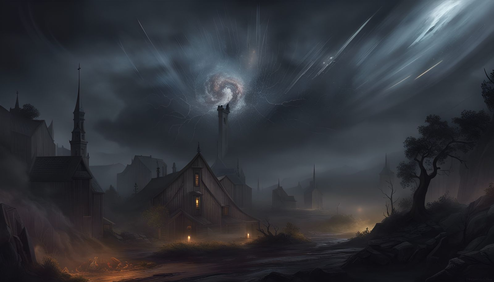 Ominous Galactic Darkness in Renaissance Style