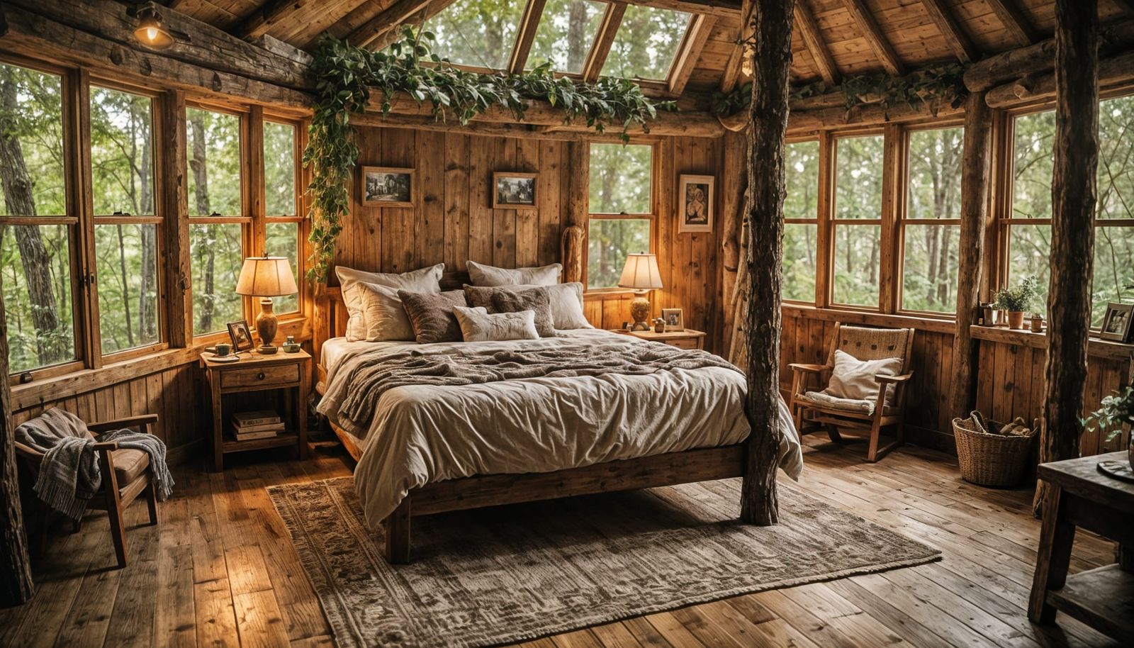 Cozy Treehouse Bedroom in Rustic Photography Style