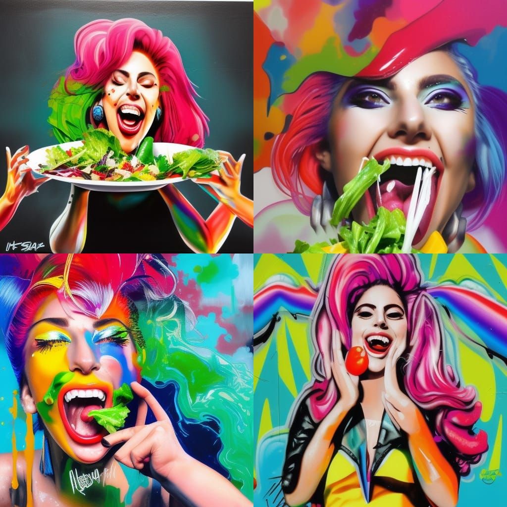 Lady Gaga Laughing: Graffiti Art Portrait