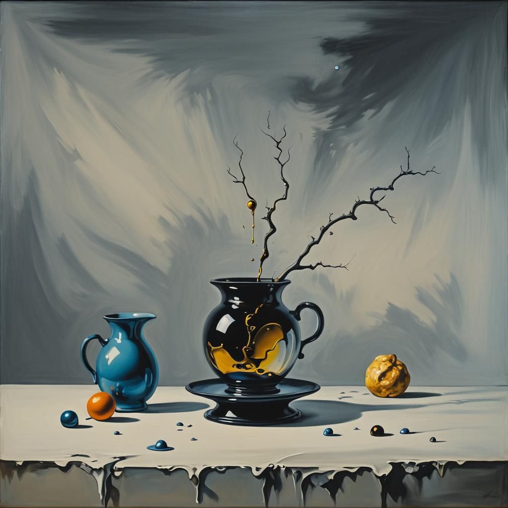 Surreal Still Life at Night in Melting Oil