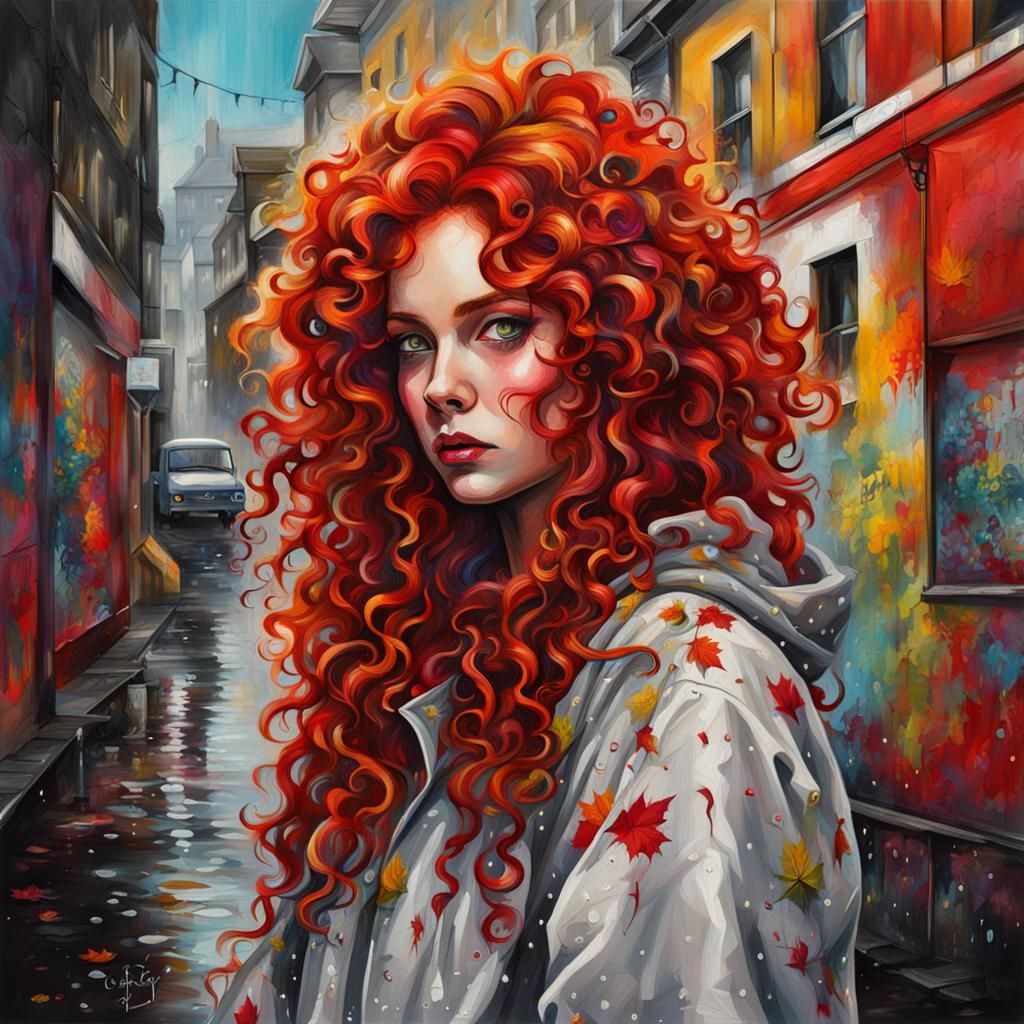 Bride with Red Hair in Scotland, Graffiti Art