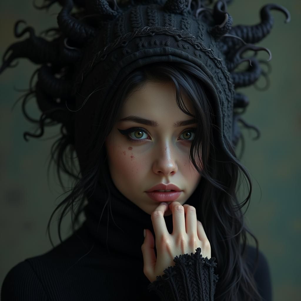 Woman Adorned with Spiders in Dark Fantasy Art