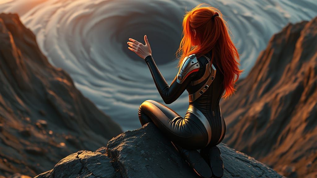 Futuristic Warrior Grasping for Infinity