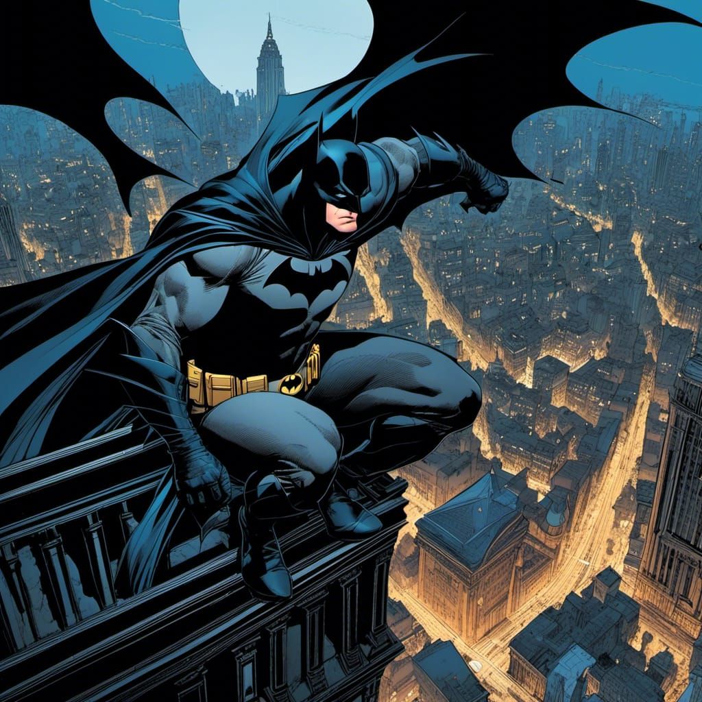 Batman Over Gotham: Epic Comic Book Illustration