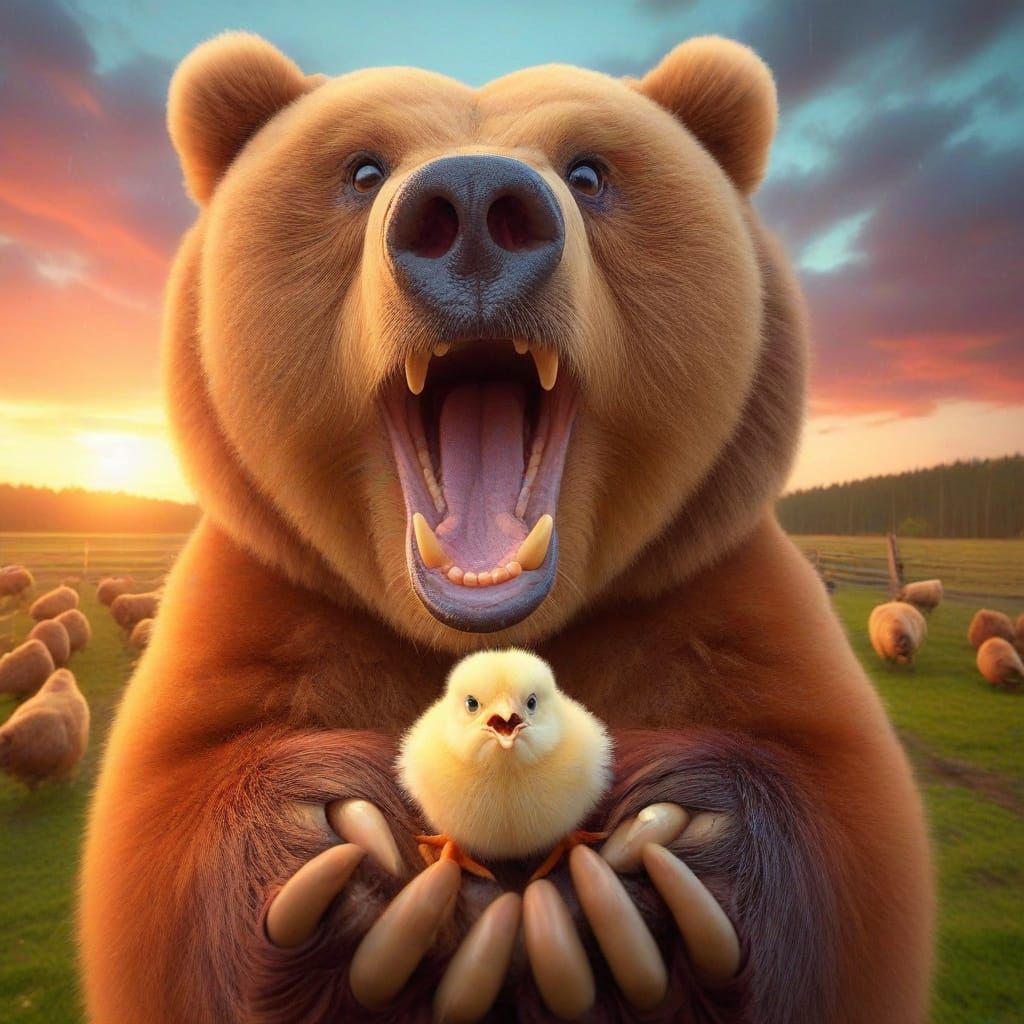 Tiny Angry Chick in a Cardboard Box