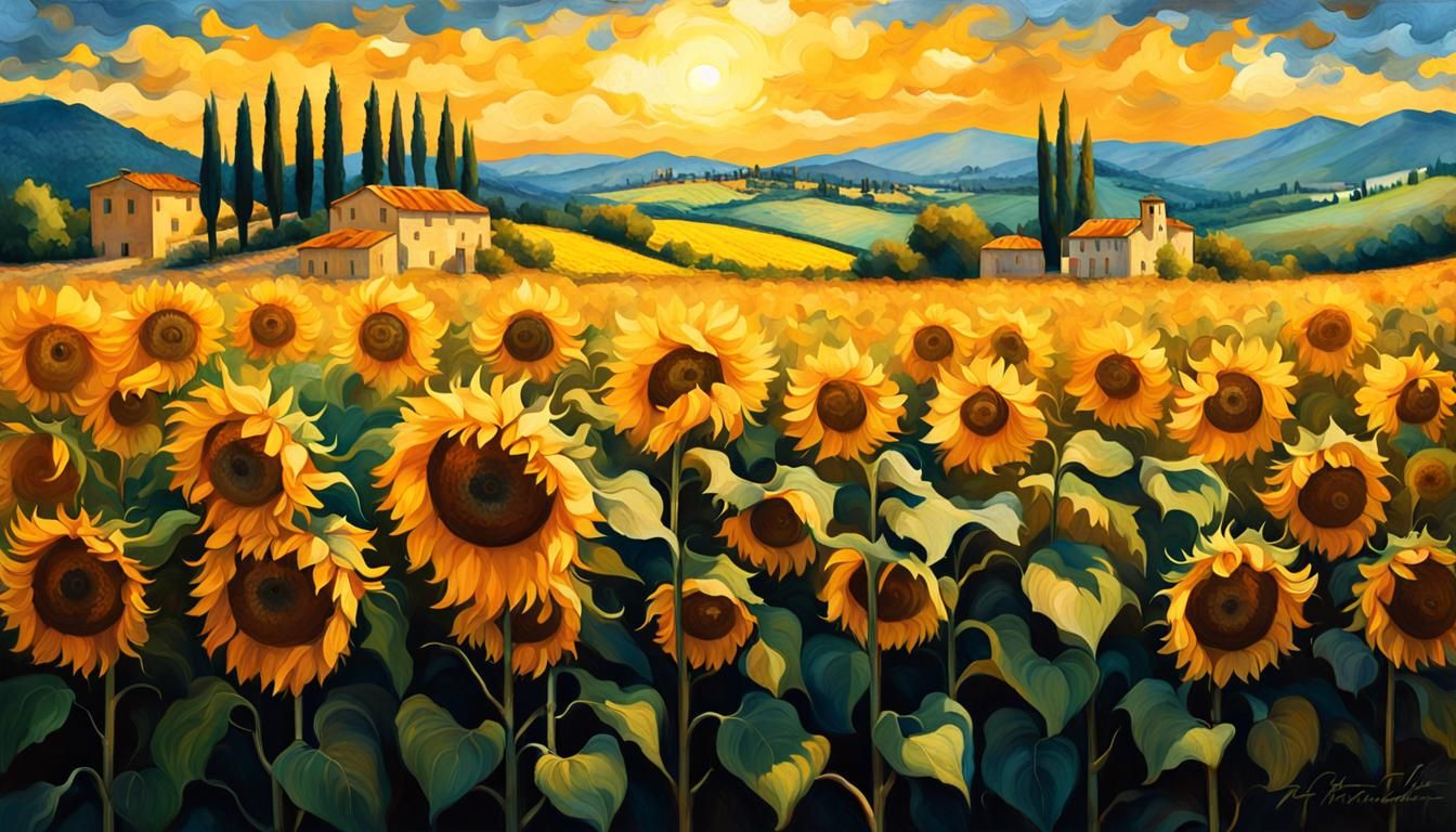 Italian Sunflower Sonata: Tuscany's Tribute to van Gogh and Renoir