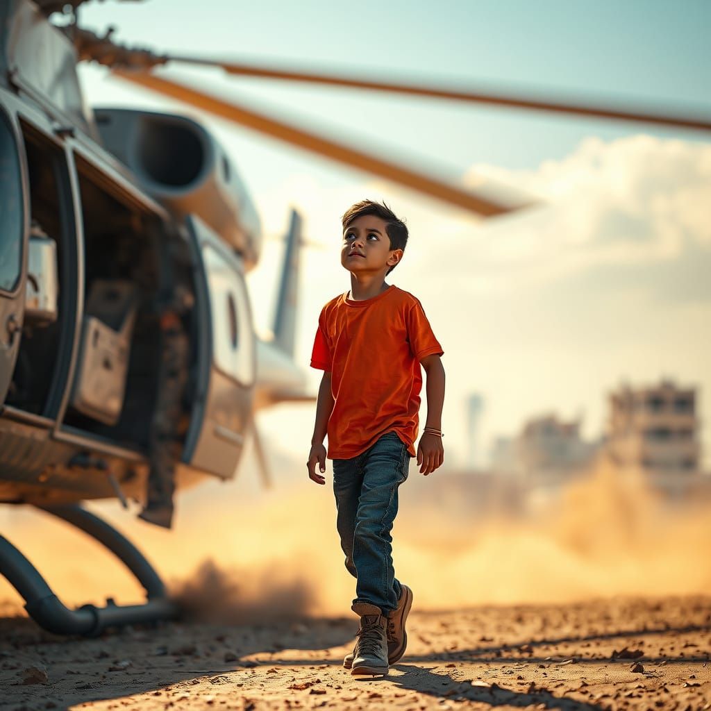 Father's Return to Gaza in Vibrant, Unreal Engine 5 Style
