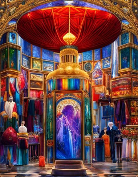 Ornate Crystal Shop Photoillustration in Vibrant Colors