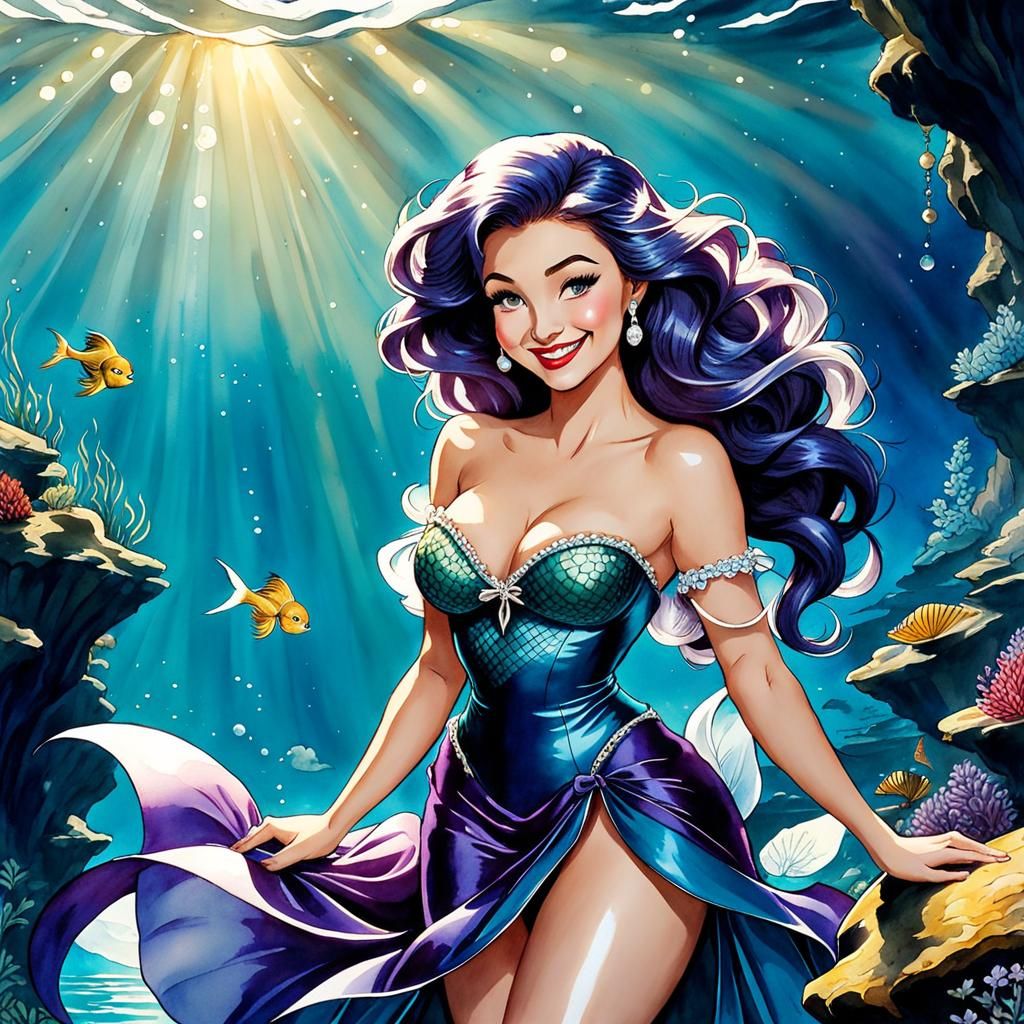 Cute Ursula from The Little Mermaid, as Vanessa seduces Prince Eric