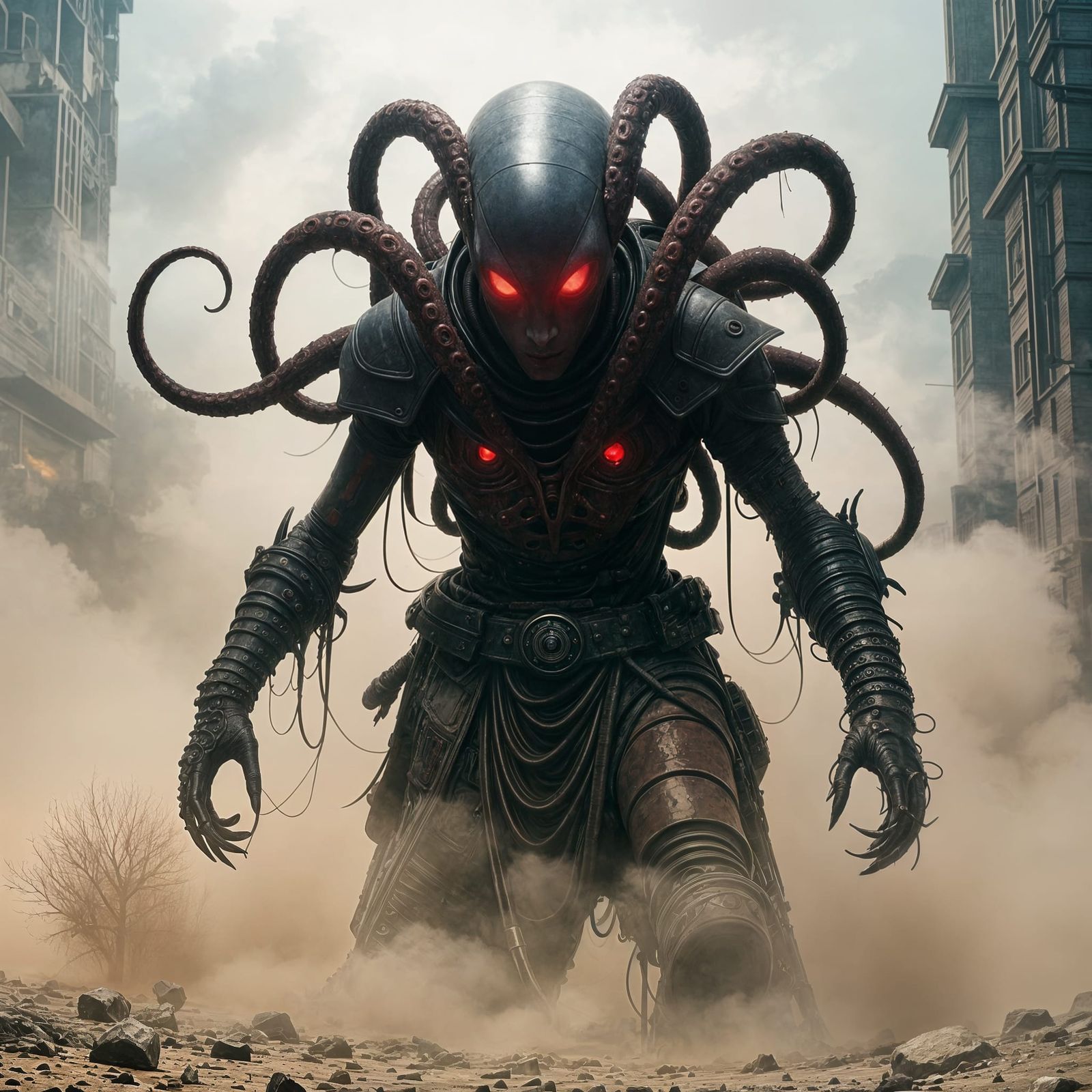 Alien Tentacle Portrait in Grunge Fantasy Art Style