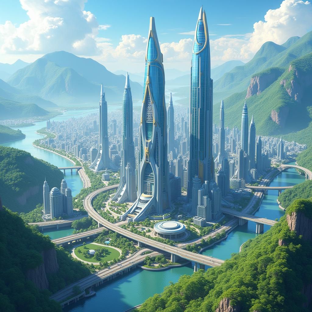 Futuristic Metropolis Inspired by Anime Art