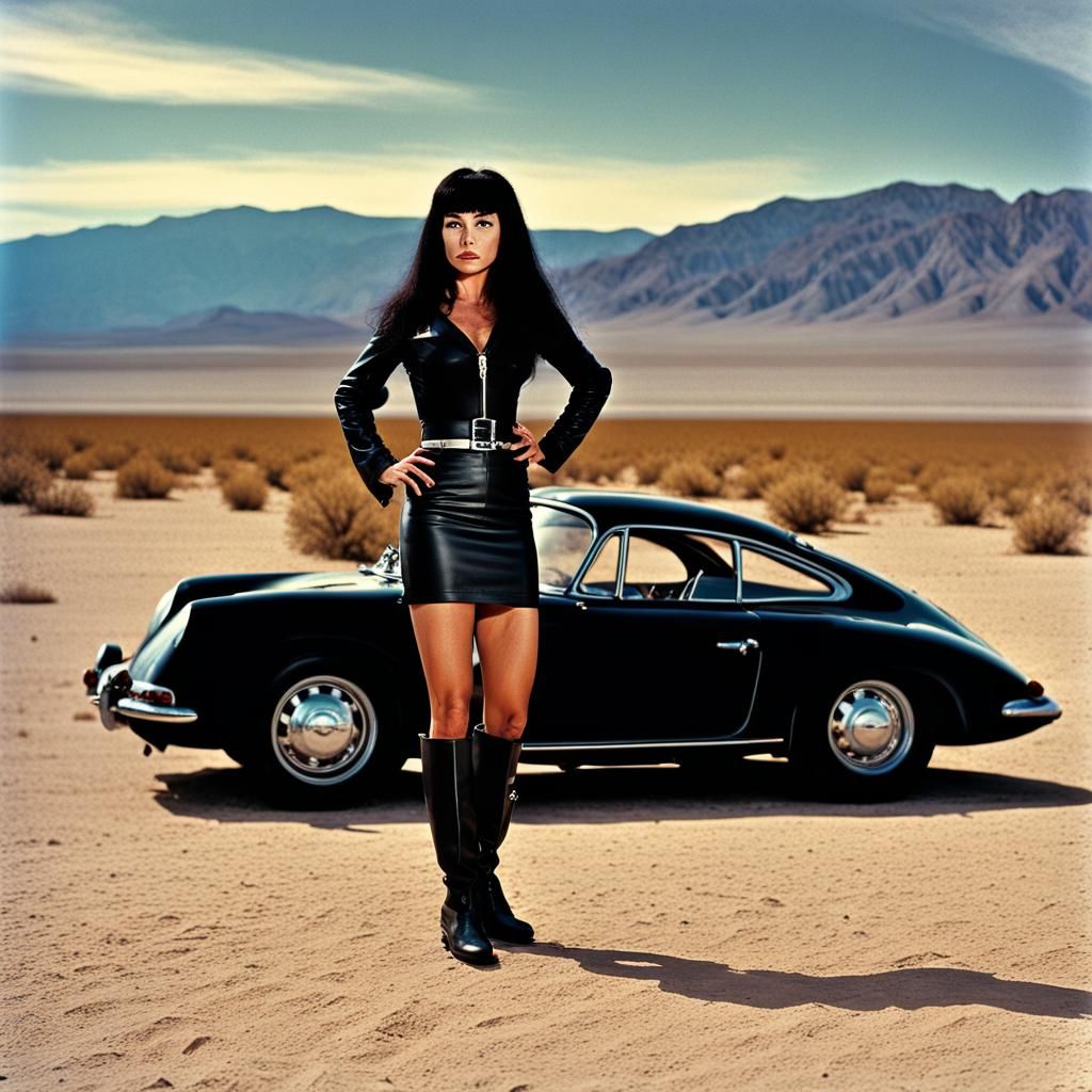Tura Satana in Death Valley: Cinematic Digital Art