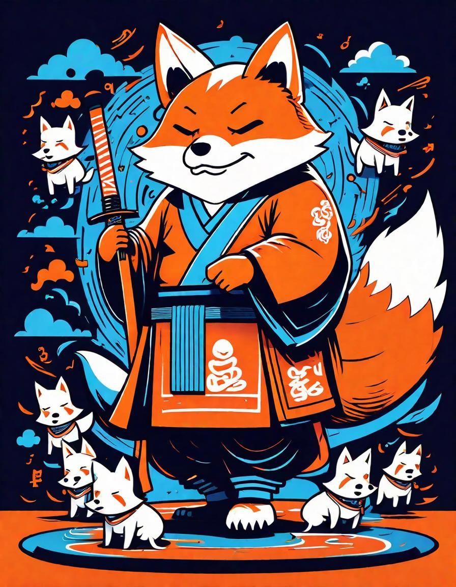 Anime Samurai Fox Surrounded by Ghosts