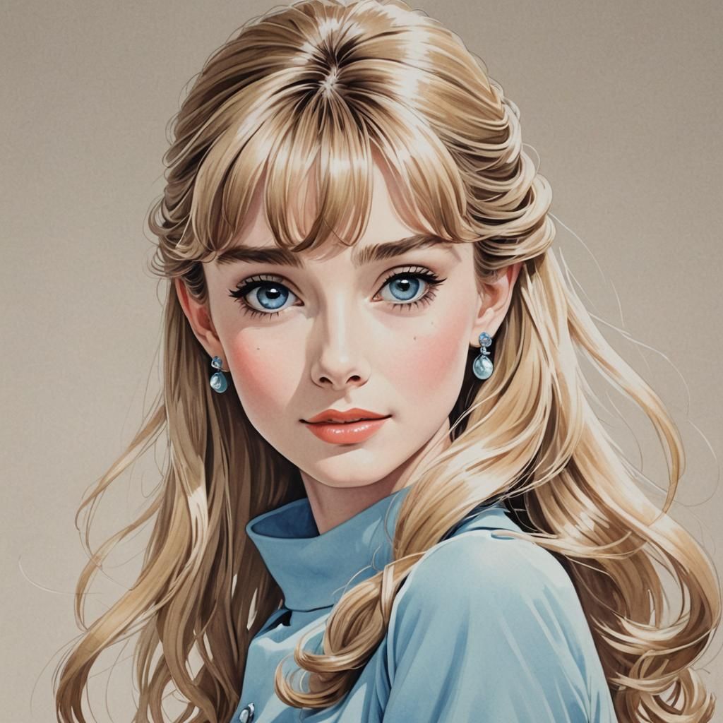 Audrey Hepburn Portrait in Anime Style
