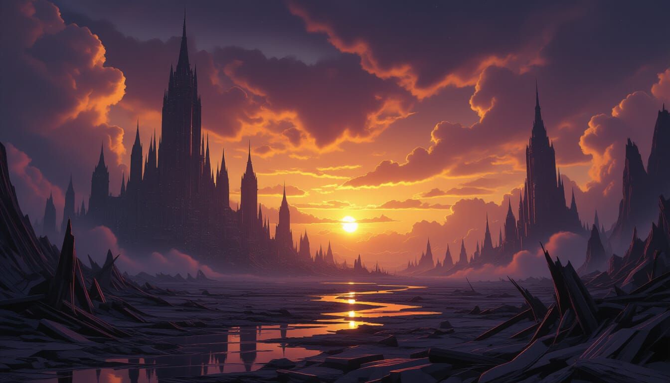 Apocalyptic Landscape in Dark Fantasy Style