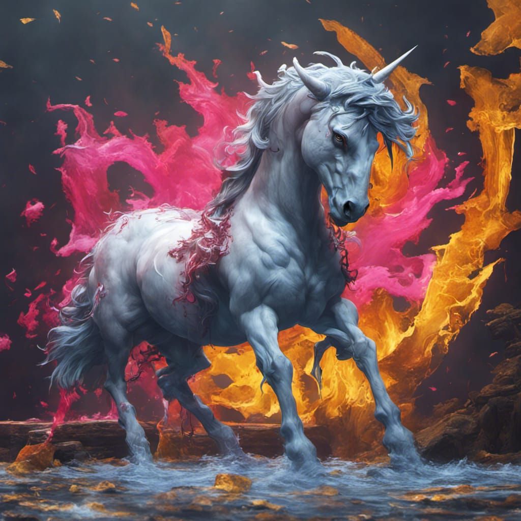 Diabetes Unicorn in Dark Fantasy Style