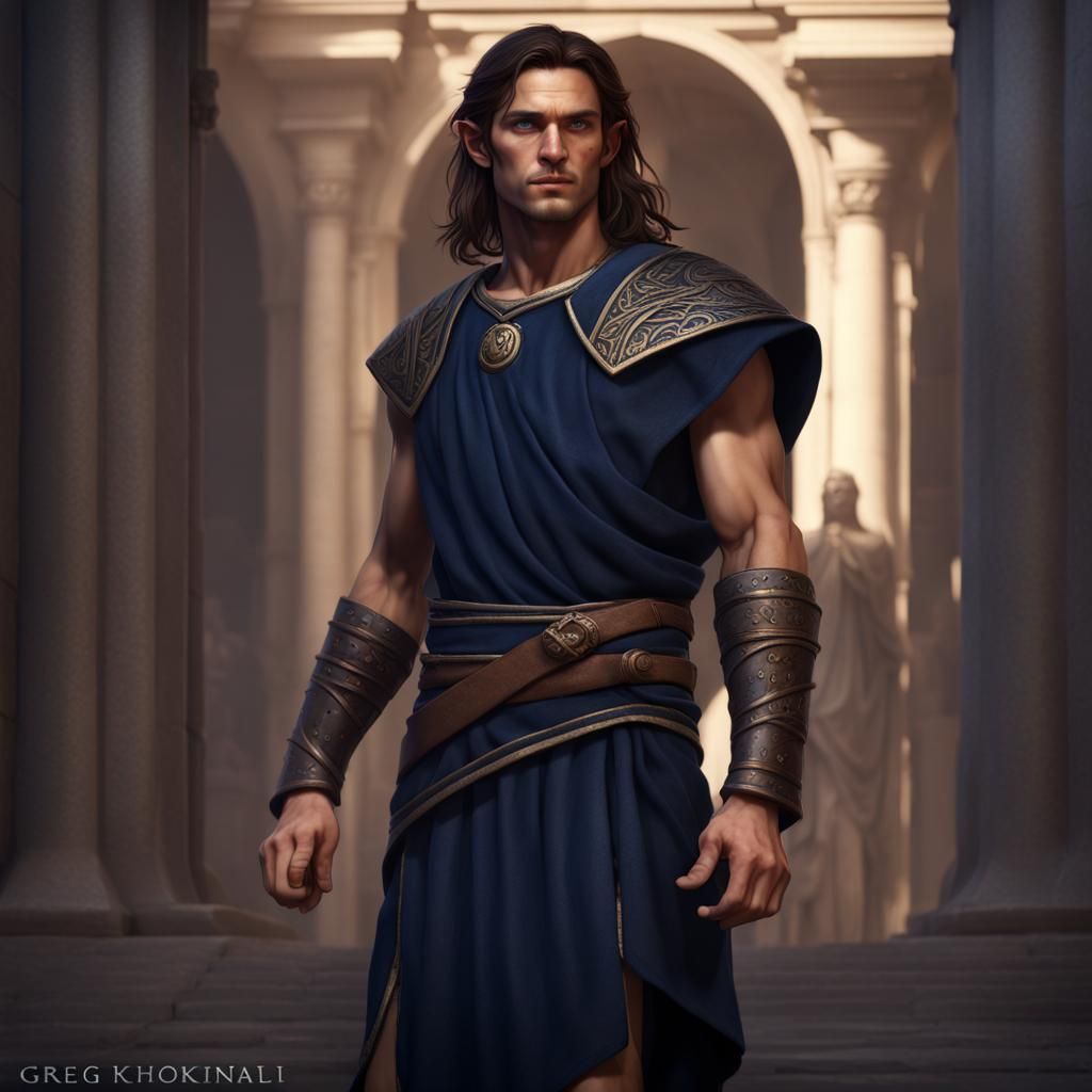 Elf as Roman Senator in Dark Fantasy Style