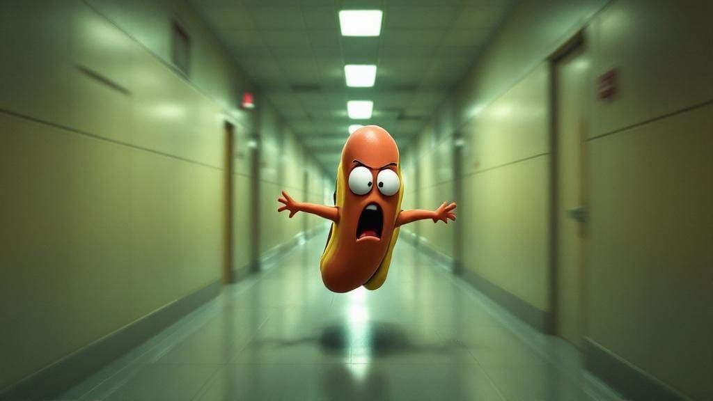 Terrified Hot Dog's Wild Office Flight