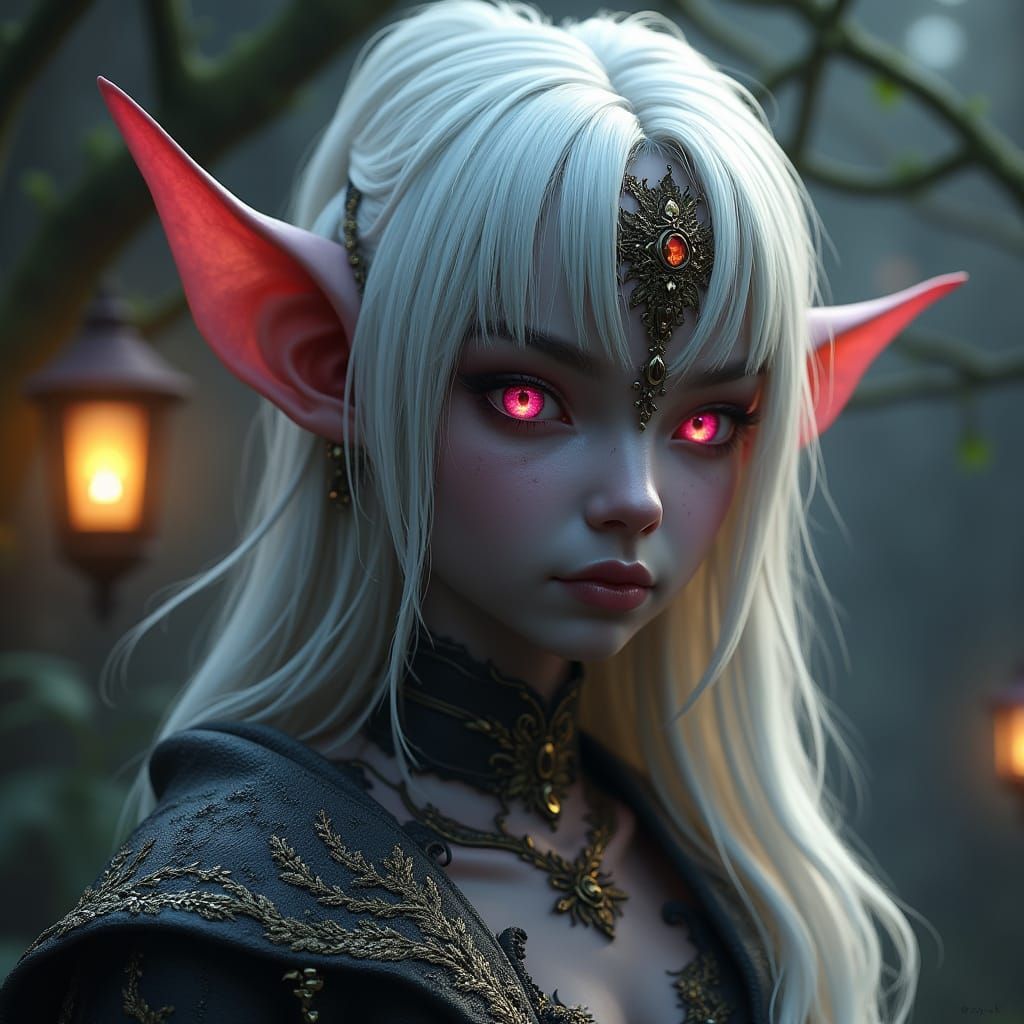 Mystical Dark Elf Portrait in Ornate Fantasy Style