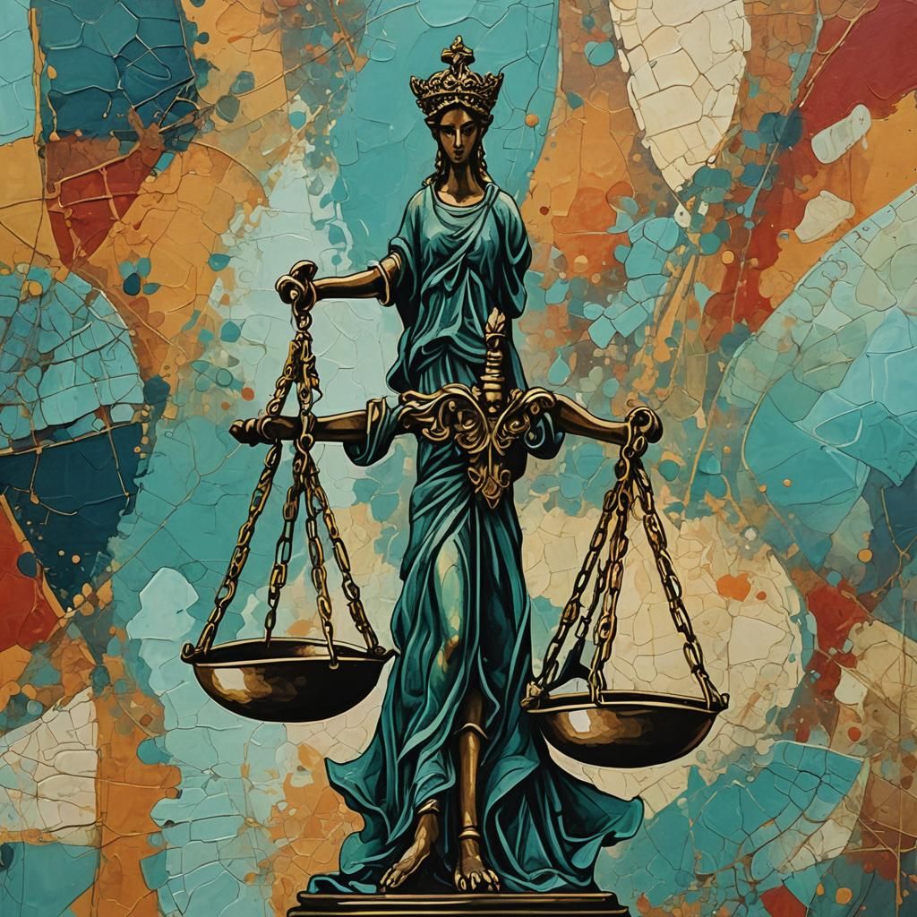 Abstract Scales of Justice in Complementary Colors