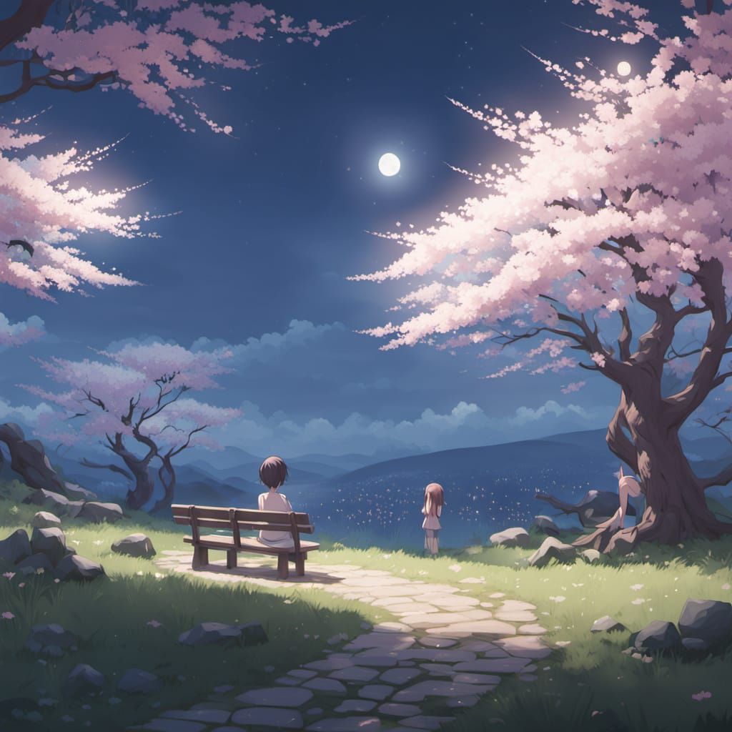 Whispering Moonlit Solace in Cherry Blossom Hush