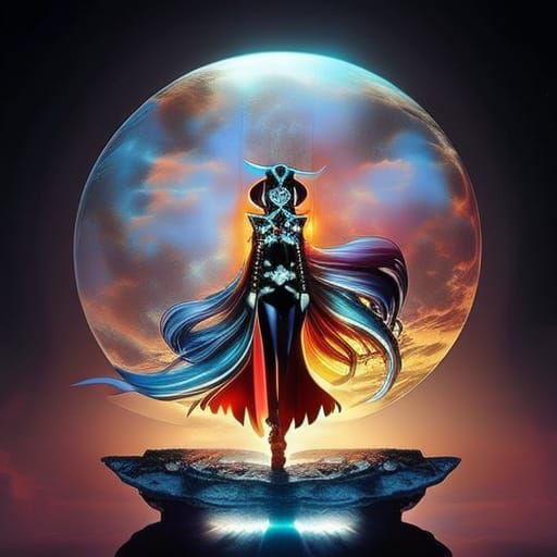 Ghostly Figure Enters Portal in Steampunk Cityscape