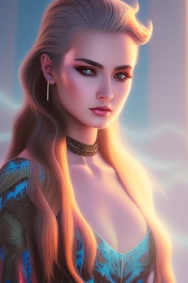 Haunting Beauty in Teal Vaporwave Waves