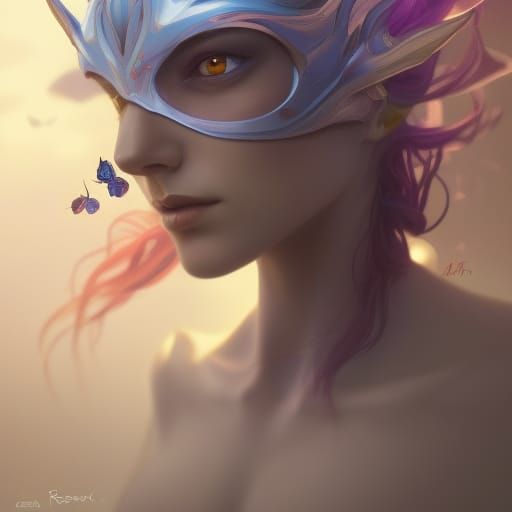 Giant Butterfly Portrait in Art Nouveau Style