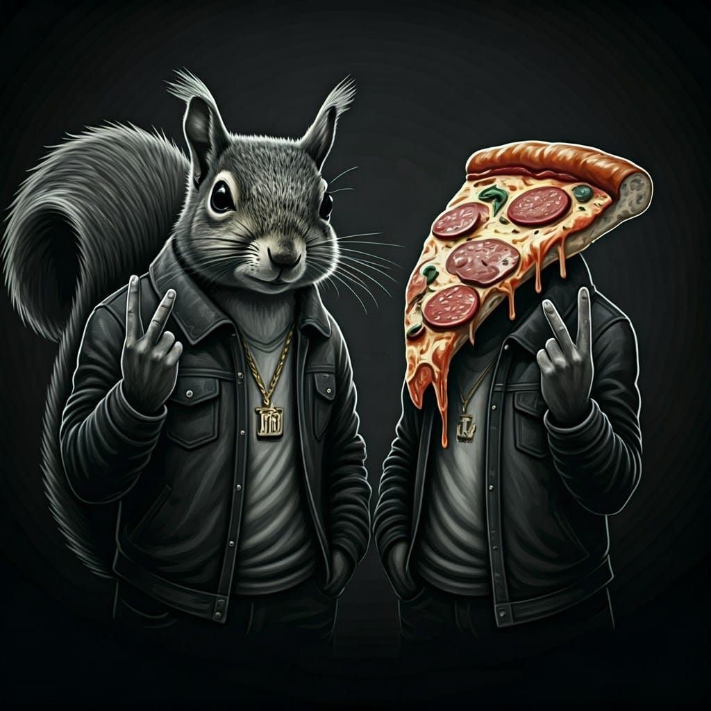 Urban Squirrel Gangster in Street Art Style