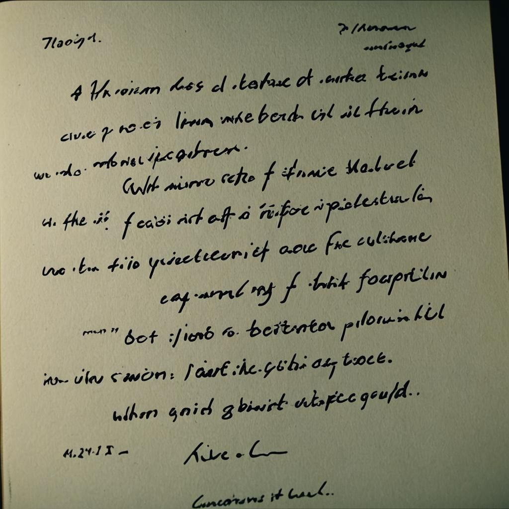 Cinematic Handwritten Text on Page