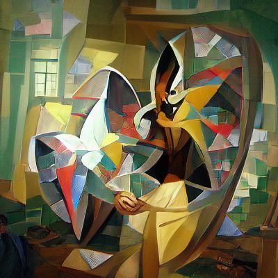 Abstract Butterfly Wings in Cubist Style