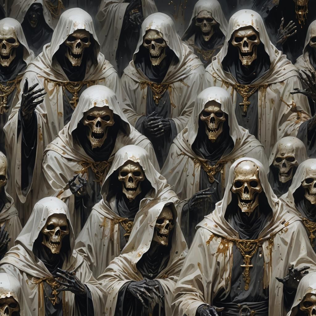 Eerie Undead Priests in Ghostly Digital Painting