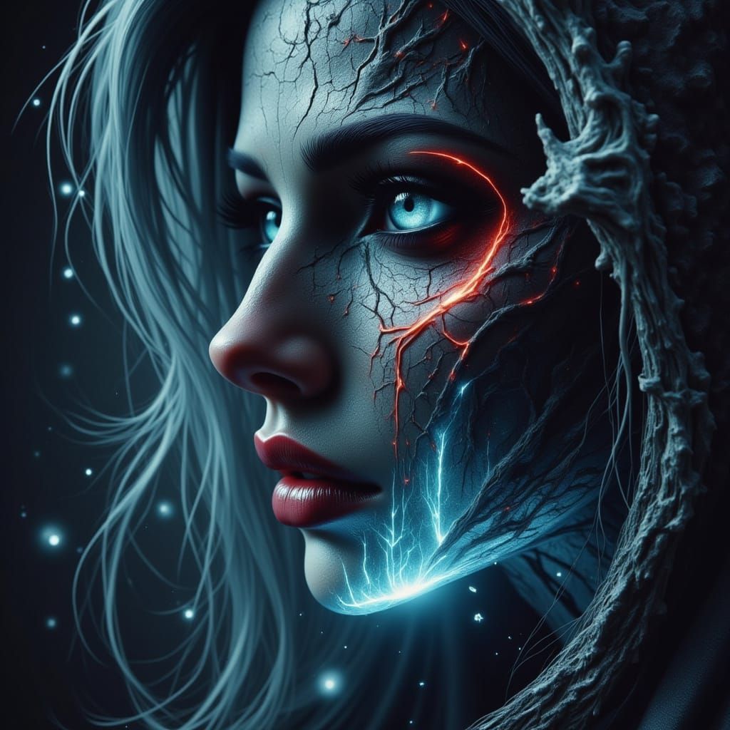 Fairy Ghost Queen Warrior in Distressed Style