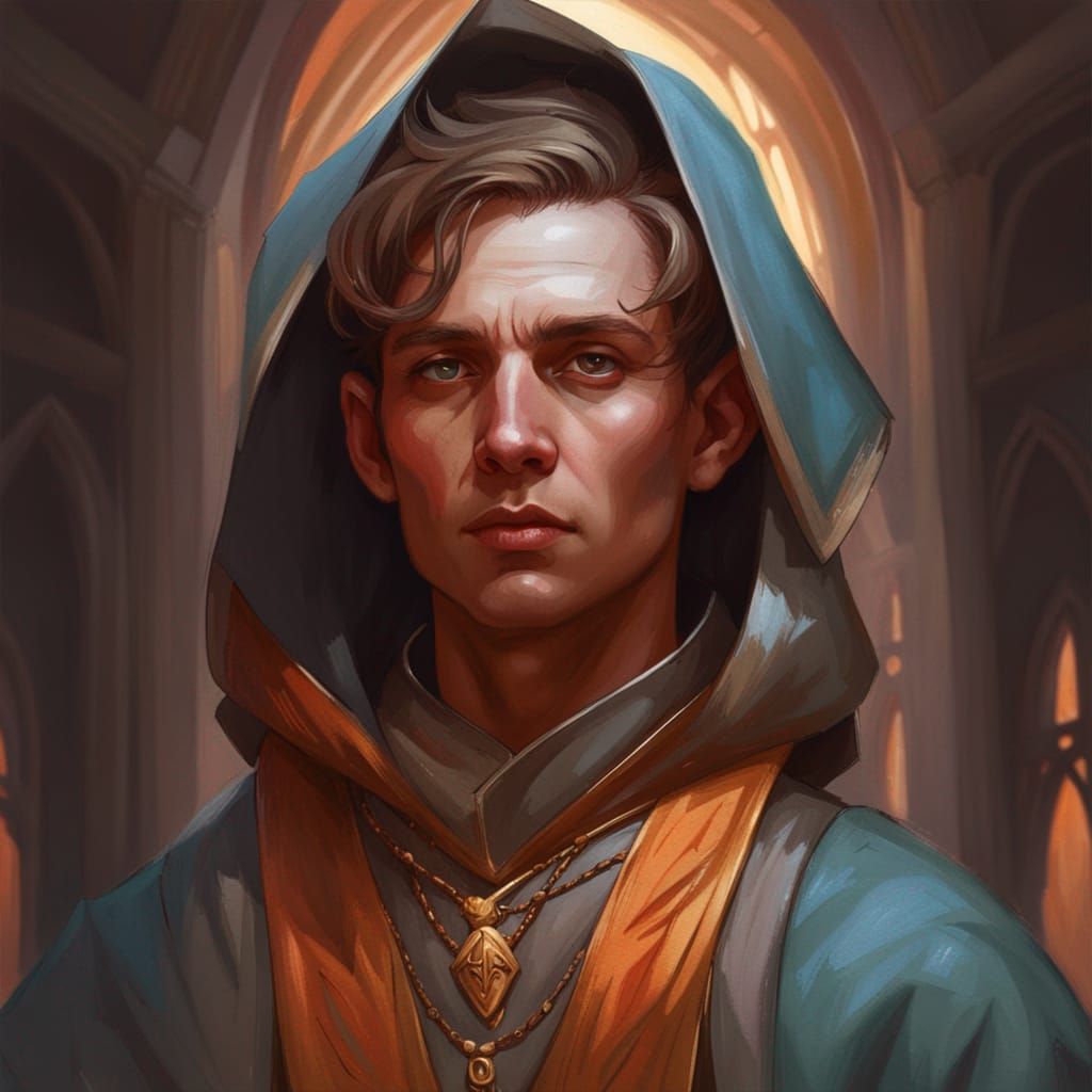 Acolyte in Monks Robes Fantasy Portrait