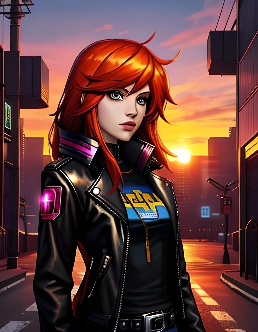 Sunset Shimmer in Cyberpunk Leather Jacket