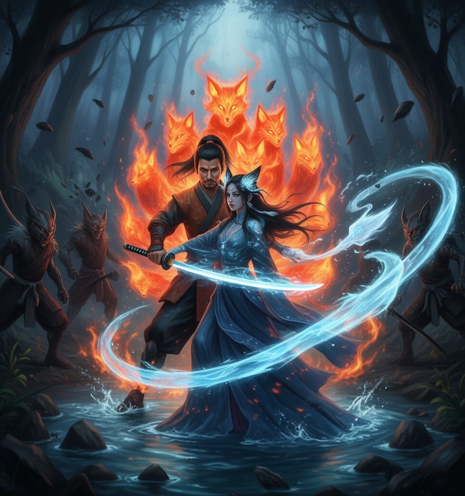 Samurai Ronin and Fox Spirit Teach Water Maiden Katana Skill...