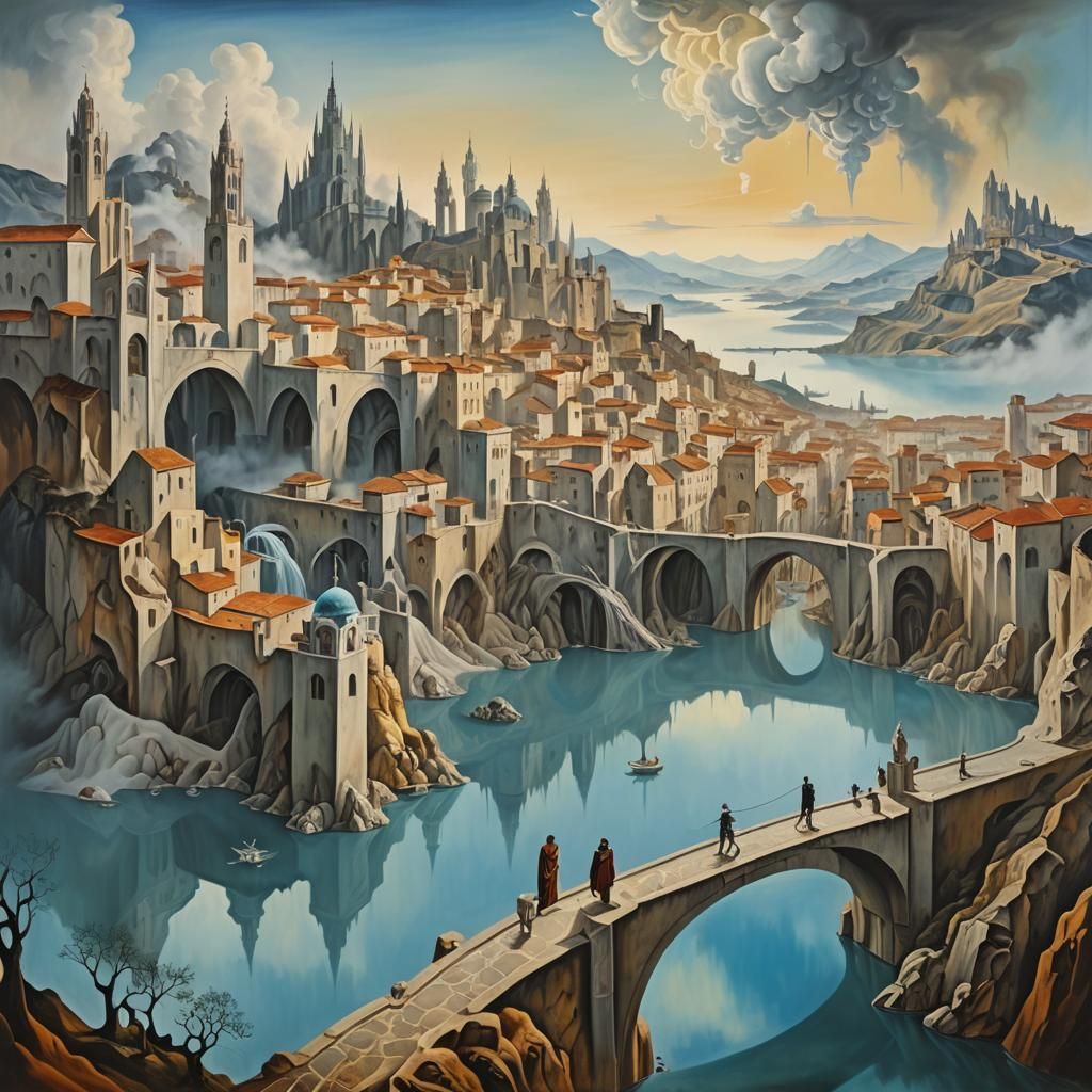 Surreal Medieval City of Marble and Fog