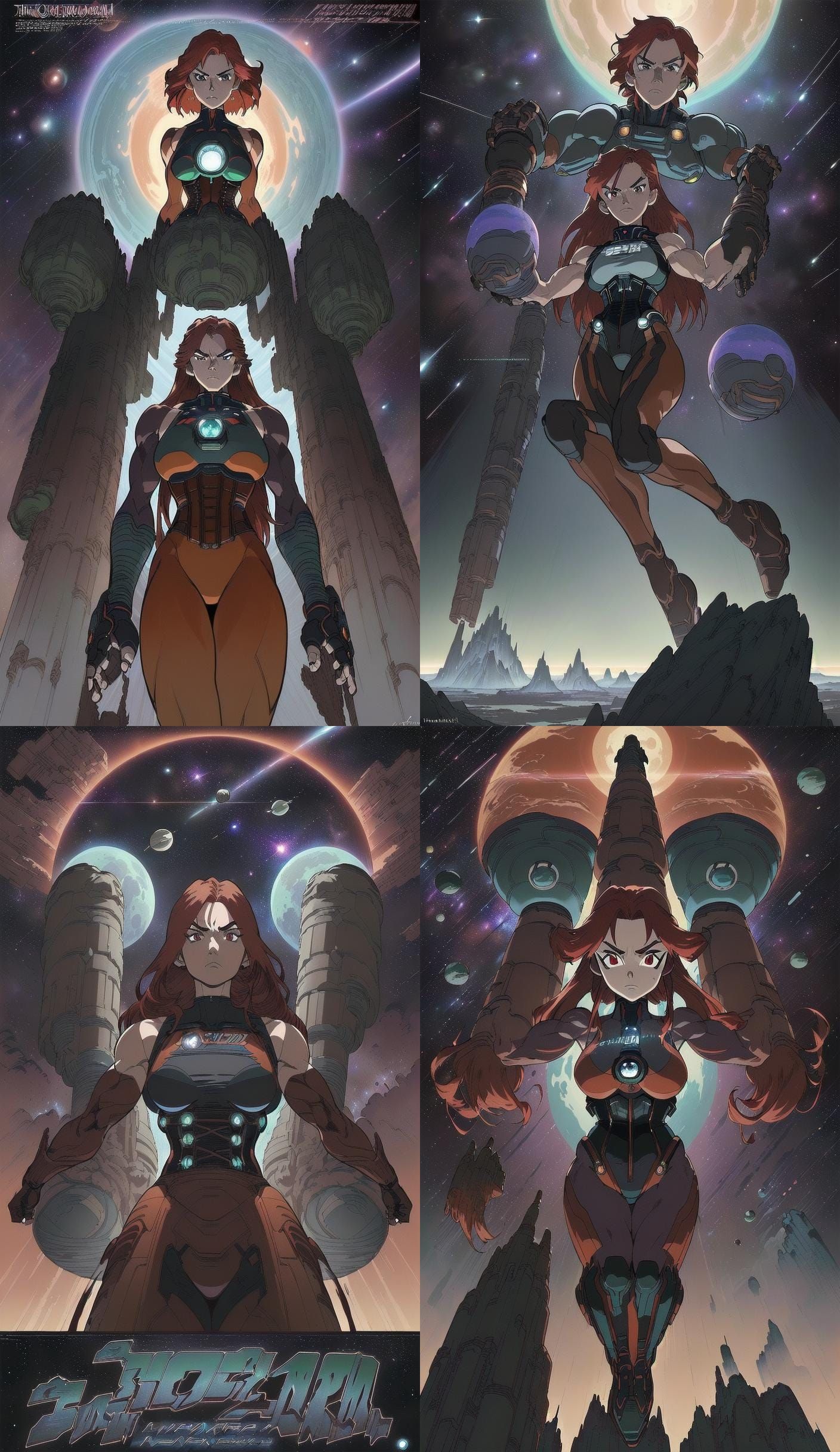 Redhead Bodybuilder in Space Corset: Anime Hyperrealism